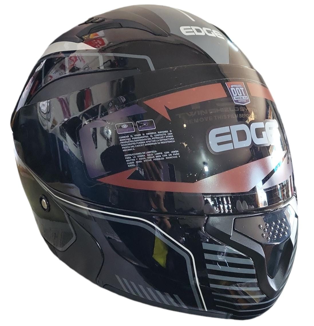 1722894615_CASCO20NEGRO20LIN20EDG.jpeg CASCO MODULAR PILOT DISE GX3 COLOR: NEGRO GRIS BRILLANTE VIS NEGRO CLARO EDGE - Imagen 1