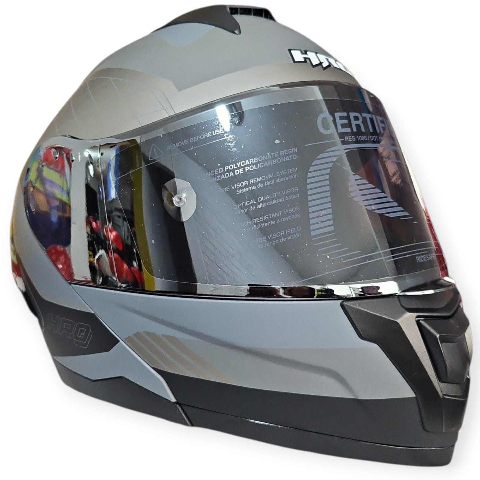 1759276424_CASCO20GRIS20ALE20N.jpeg CASCO MODULAR GRIS MATE ALERON NEGRO RUMBLE 3480 HRO - Imagen 1
