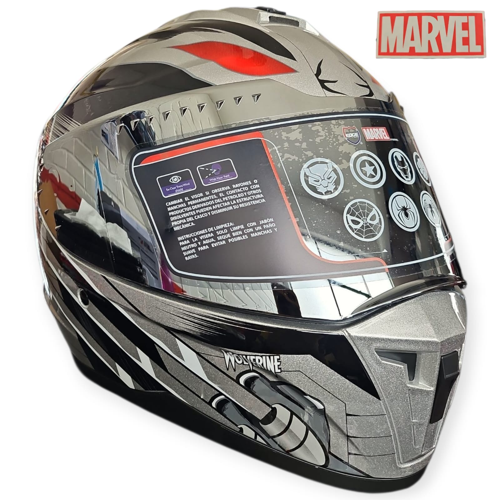 1759349297_CASCO20WOLVERINE.jpeg CASCO INTEGRAL WOLVERINE NEGRO V2 BRILLANTE COLECCIÓN DC COMICS EXTREME EDGE - Imagen 1