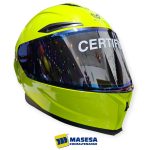 CASCO INTEGRAL AMARILLO/VERDE VISOR AZUL MASS