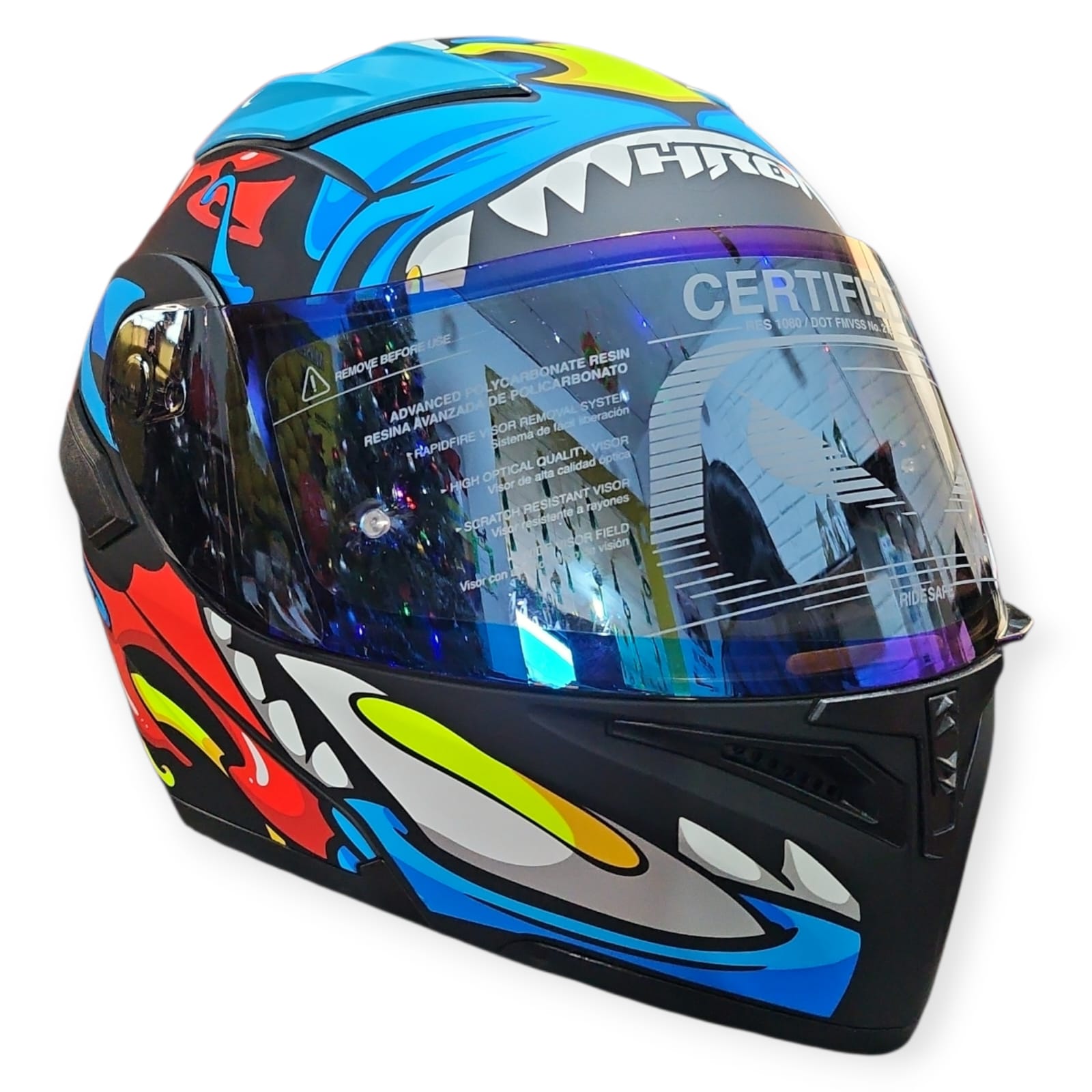1766256482_CASCO20AZUL20REV.jpeg CASCO MODULAR NEGRO MATE AZUL ONIMASK-EVO L VISOR REVO HRO - Imagen 1