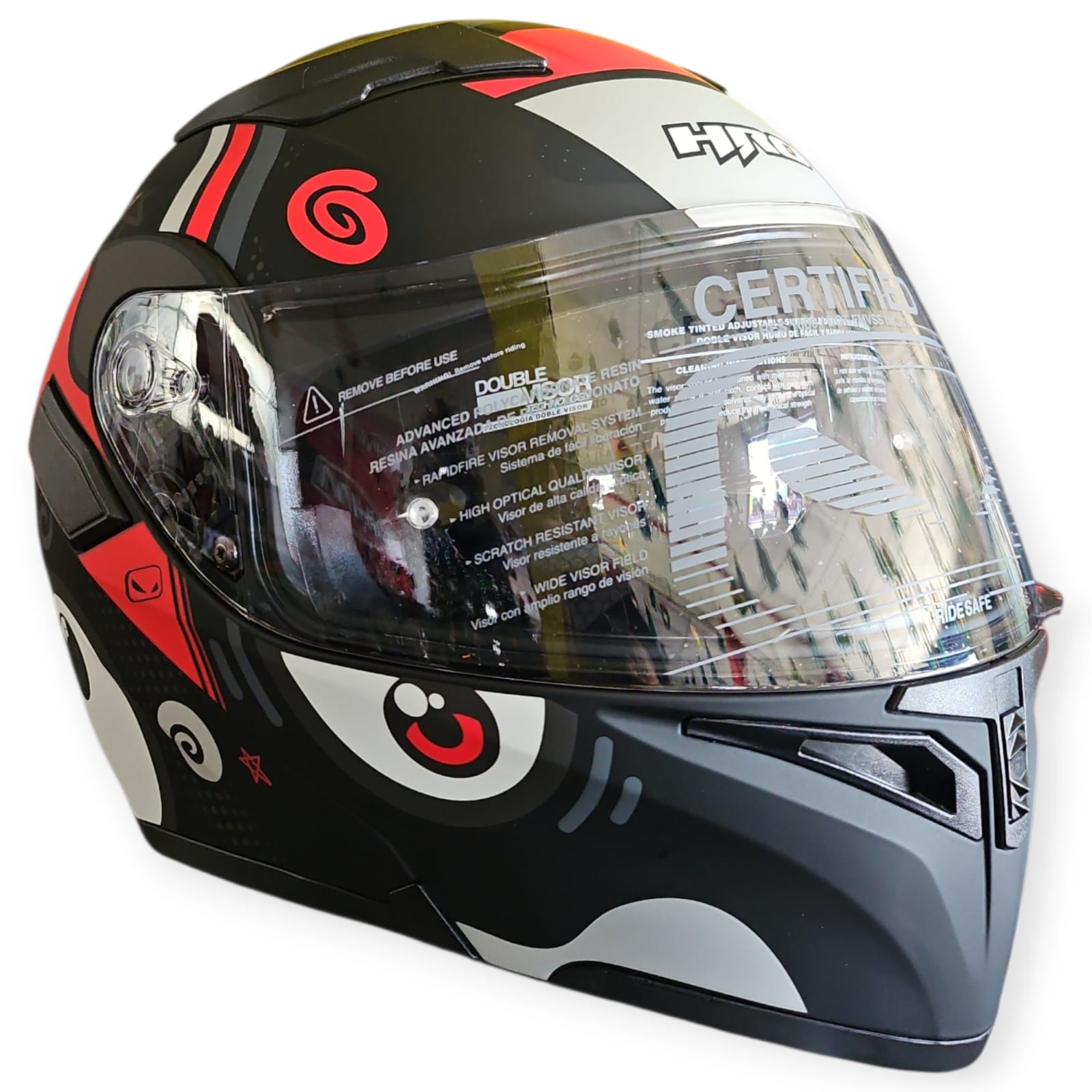 1767916263_CASCO20ROJO20HRO20MA.jpeg CASCO MODULAR NEGRO MATE ROJO NICE 3400 HRO - Imagen 1
