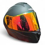 CASCO MODULAR NEGRO MATE ROJO COLA Y VISOR IRRJ REVO SOLID 3480 HRO