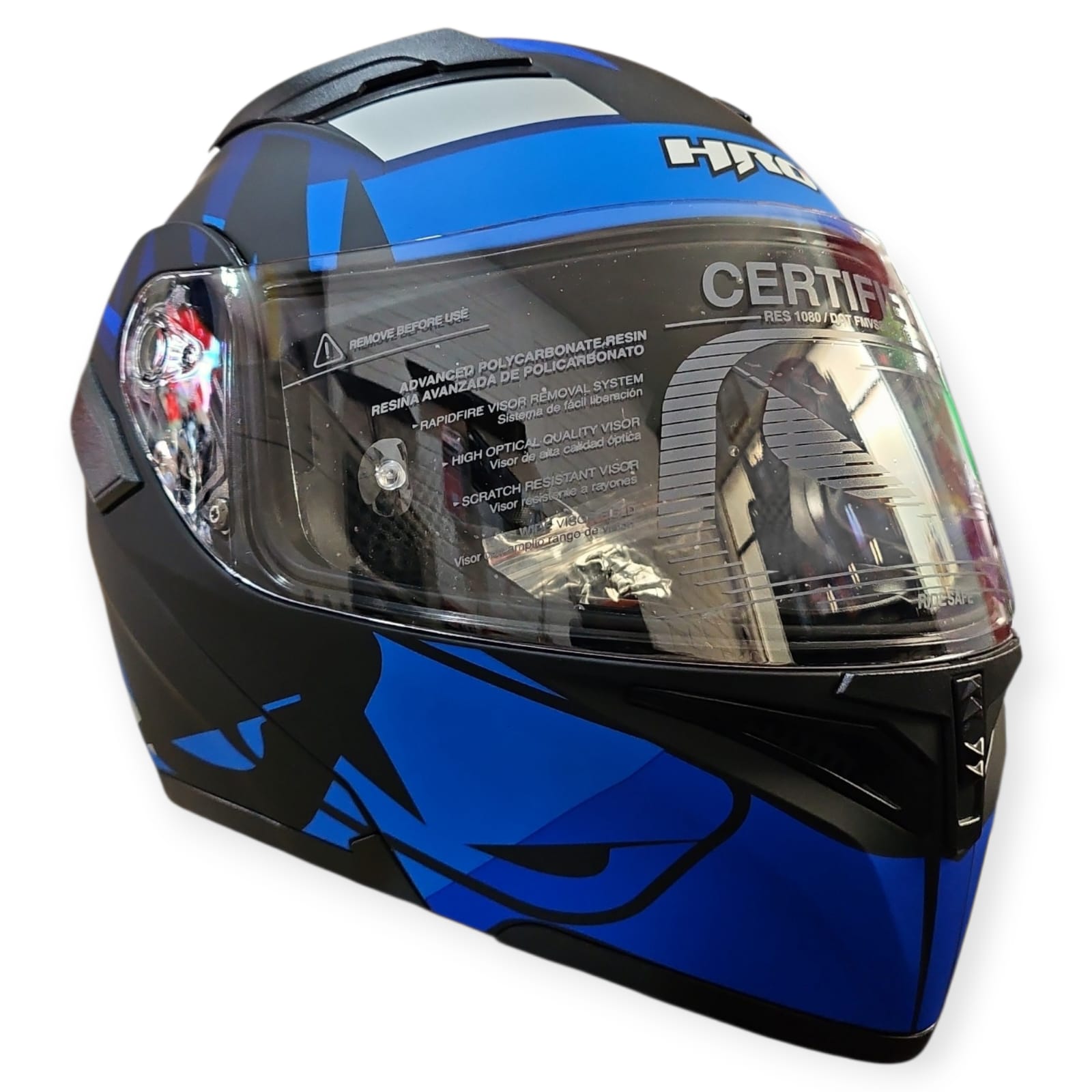 1770936318_CASCO20AZUL20FUZ.jpeg CASCO MODULAR NEGRO MATE AZUL GRIS FUZION 3400 HRO - Imagen 1