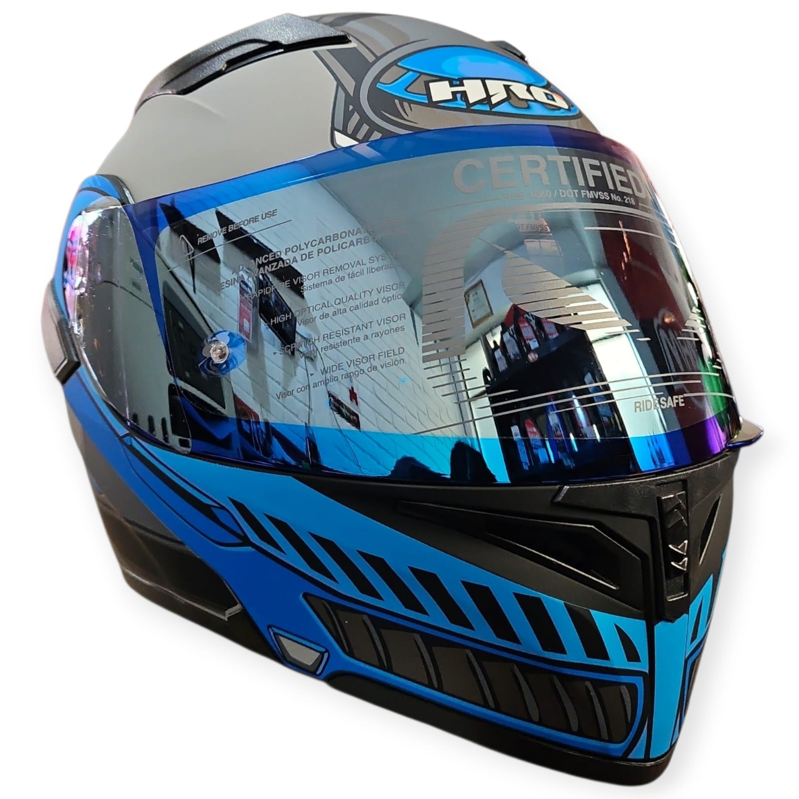 1770936549_CASCO20AZUL20GRIS20RE.jpeg CASCO MODULAR NEGRO MATE AZUL ROVER 3400 HRO - Imagen 1