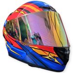 CASCO INTEGRAL AZUL ROJO AMARILLO FLASH VISOR ROJO REVO WOLF