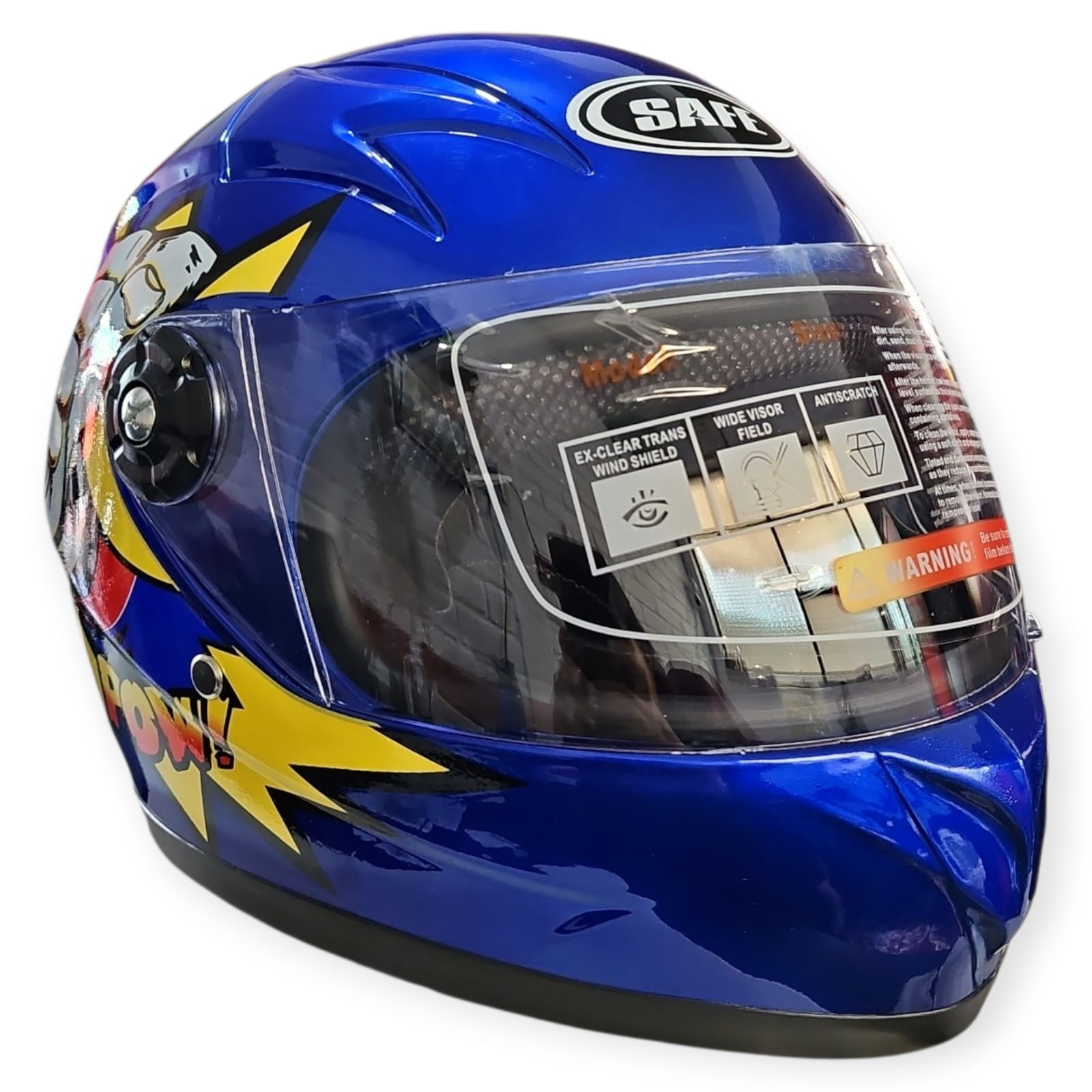 1774911290_CASCO20AZUL20POW.jpeg CASCO INTEGRAN NIÑO PUÑO POW AZUL BRILLANTE - Imagen 1
