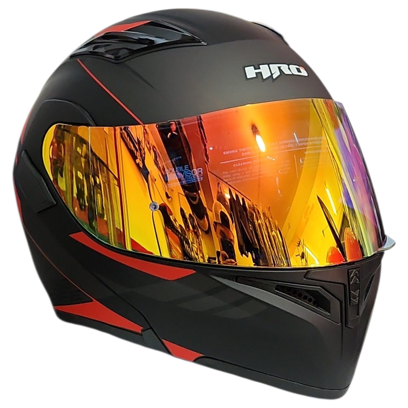 1778207282_CASCO20NEGRO20MATE20ROJO.jpeg CASCO MODULAR NEGRO MATE ROJO MARIOK VISOR REVO HRO - Imagen 1