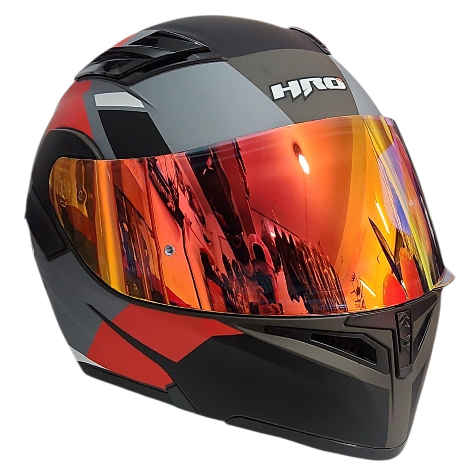 1778276030_CASCO20NEGRO20ROJO20GRIS.jpeg CASCO MODULAR NEGRO MATE ROJO GRIS FILO VISOR REVO HRO - Imagen 1