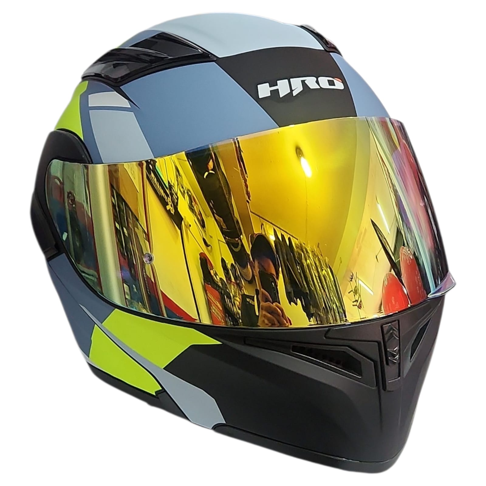 1778282802_CASCO20NEGRO20GRIS.jpeg CASCO MODULAR NEGRO MATE AMARILLO GRIS FILO VISOR REVO HRO - Imagen 1