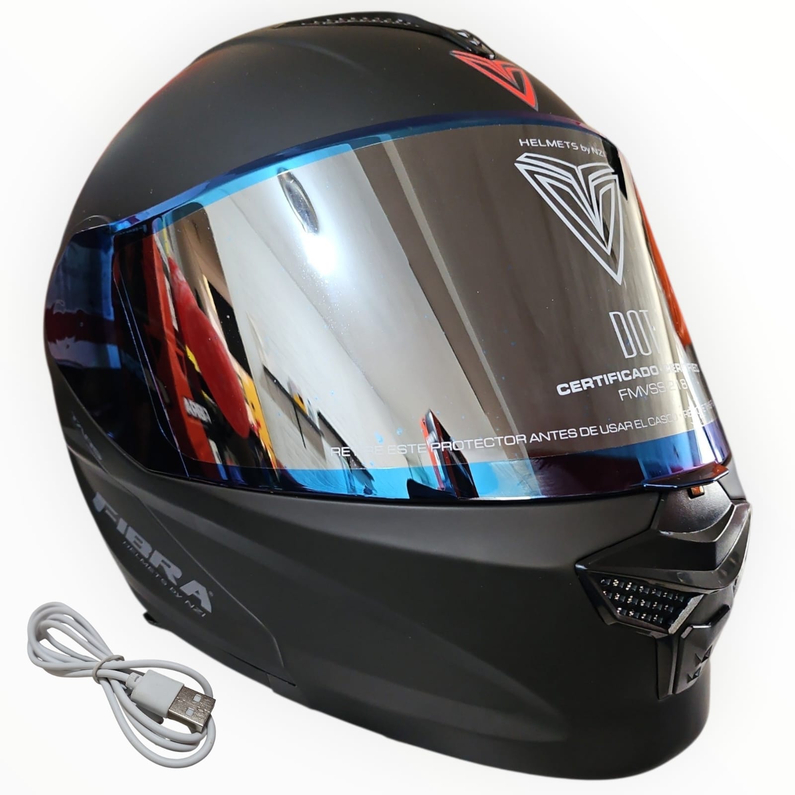 1785282872_CASCO20NEGRO20AZUL.jpeg CASCO MODULAR NEGRO MATE ATTO STOP LED VISOR AZUL ALERON GRIS FIBRA - Imagen 1
