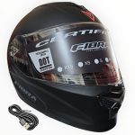 CASCO MODULAR CON LUZ DP ATTO LEDS NEGRO MATE VISOR TRASNPRENTE FIBRA