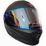 CASCO MODULAR NEGRO MATE VISOR/ALERON AZUL FIBRA