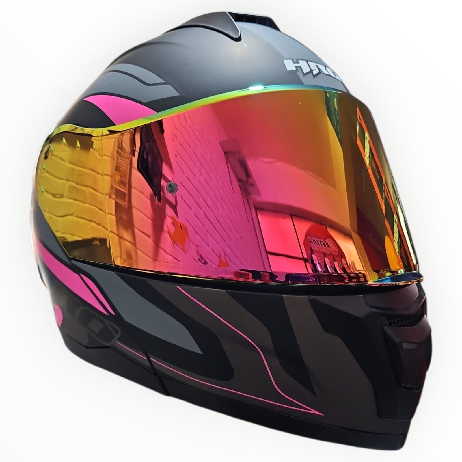 1785371411_CASCO20ROSA20GRIS.jpeg CASCO MODULAR NEGRO MATE ROSADO GRIS AVANCE 3480 HRO - Imagen 1