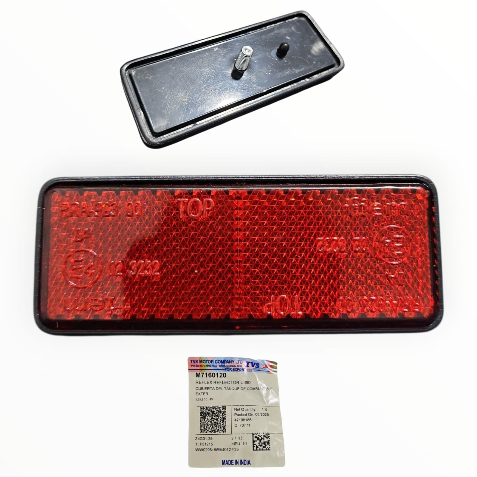 1788487083_REFLECTOR.jpeg REFLECTIVO REFLECTOR TRASERO RECTANGULAR ROJO TVS - Imagen 1