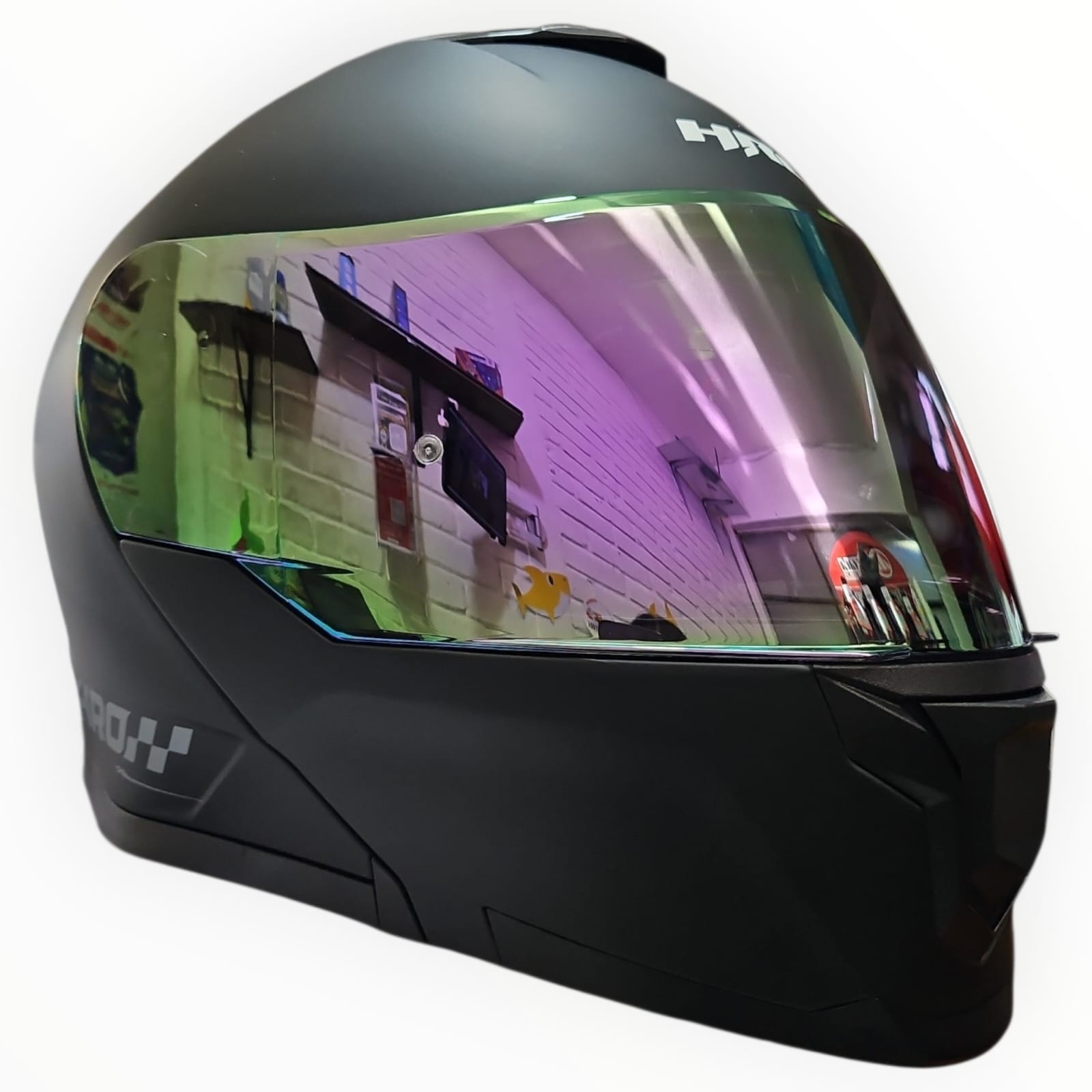 1789235680_HRO20NE20GR.jpeg CASCO MODULAR NEGRO MATE GRIS V.MOROBS VISOR ALERON ROSADO SOLID HRO - Imagen 1