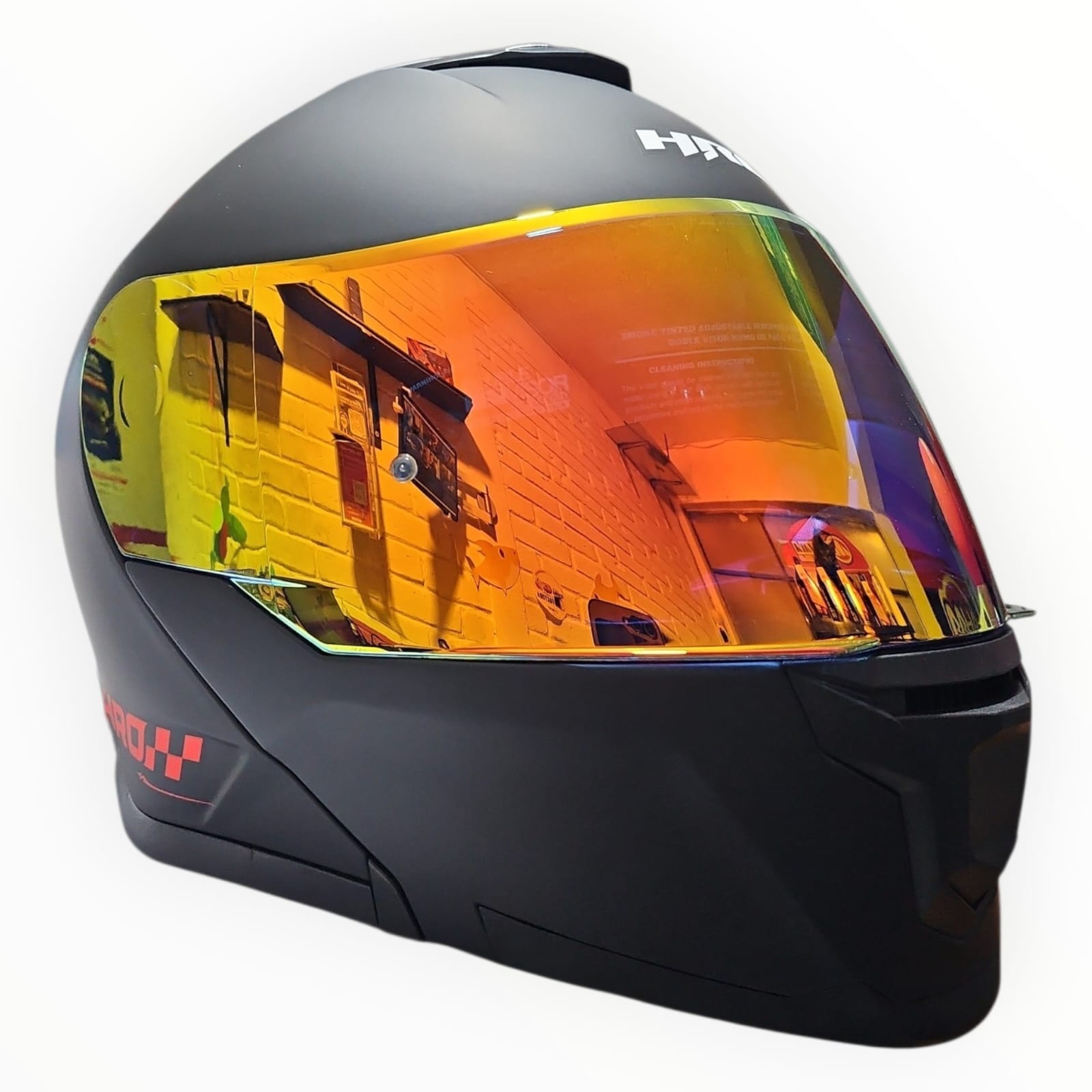 1789247808_CASCO20RO20NE20HRO.jpeg CASCO MODULAR NEGRO MATE ROJO V.RJOBS VISOR ROJO Y ALERON SOLID HRO - Imagen 1