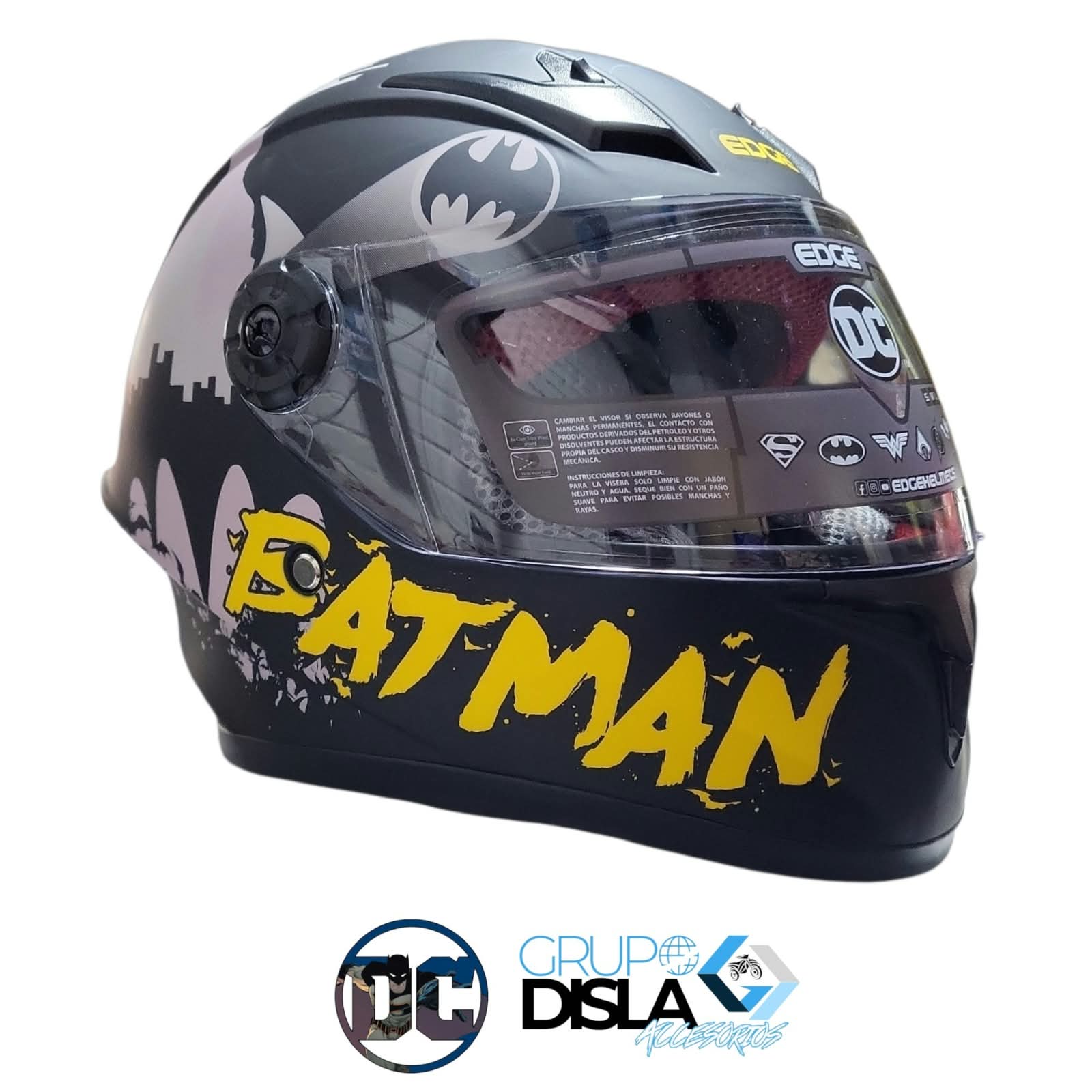1790790170_CASCO20NIC39120BAT.jpeg CASCO INTEGRAL NIÑOS CHAMPION DC KIDS DISEÑO BATMAN NEGRO EDGE - Imagen 1