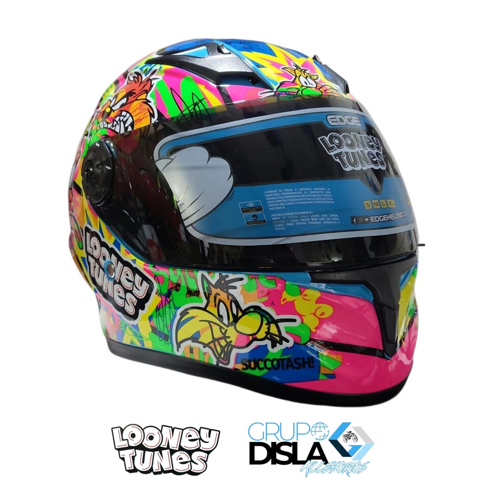1790793295_CAS20LOO20NEON.jpeg CASCO INTEGRAL NIÑOS CHAMPION LOONEY TUNES NEON VISOR NEGRO EDGE - Imagen 1