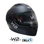 CASCO MODULAR NEGRO MATE CON LUZ STOP VISOR OSCURO LETRA BLANCA W2